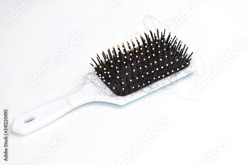 White hair for brushes There are a lot of hair entangled. Putting on a white background  