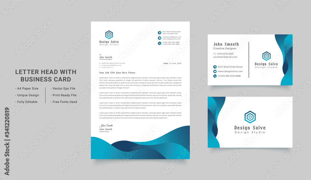 Corporate Identity Letterhead With Business Card Design Template Stock ...