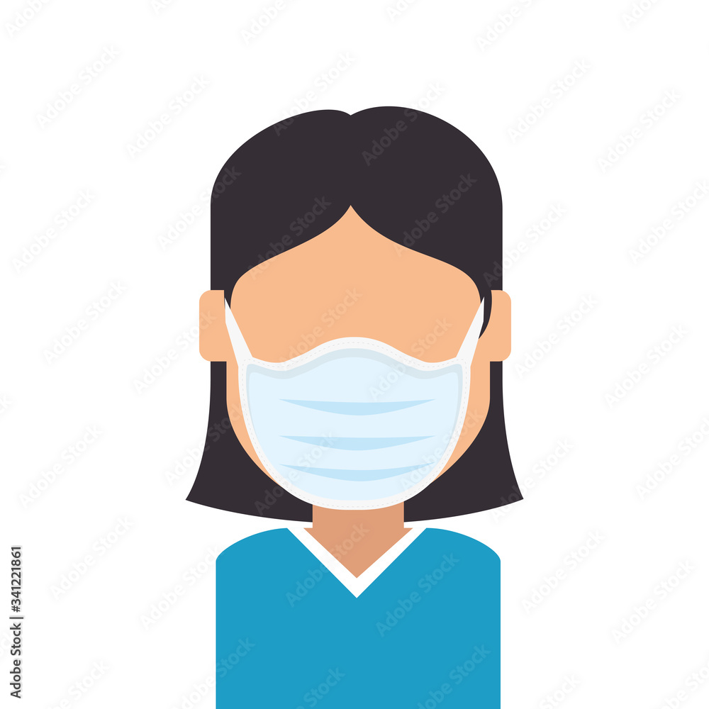 woman with face mask isolated icon vector illustration design