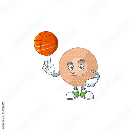 An athletic rounded bandage cartoon design style playing basketball