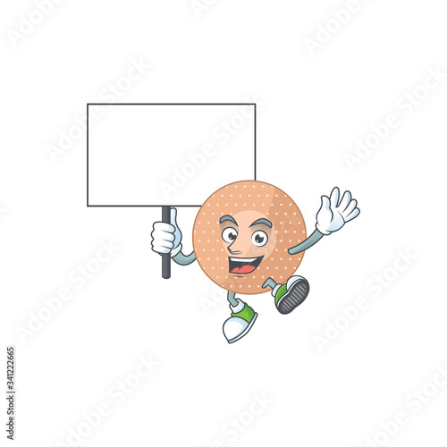 Sweet rounded bandage cartoon character rise up a board
