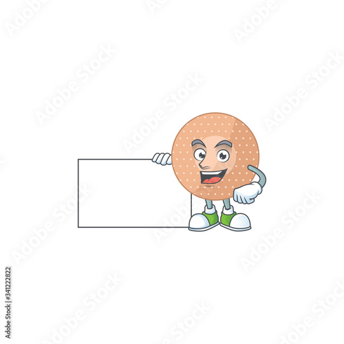 Rounded bandage cartoon character concept Thumbs up having a white board