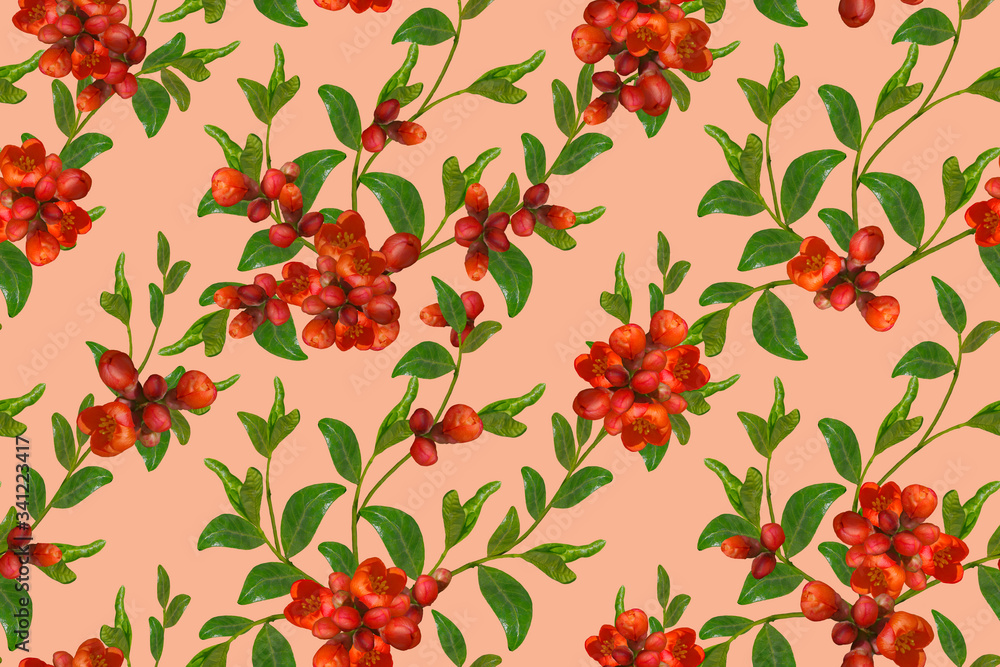 Seamless floral ornament with red flowers. Seamless floral ornament with red flowers.