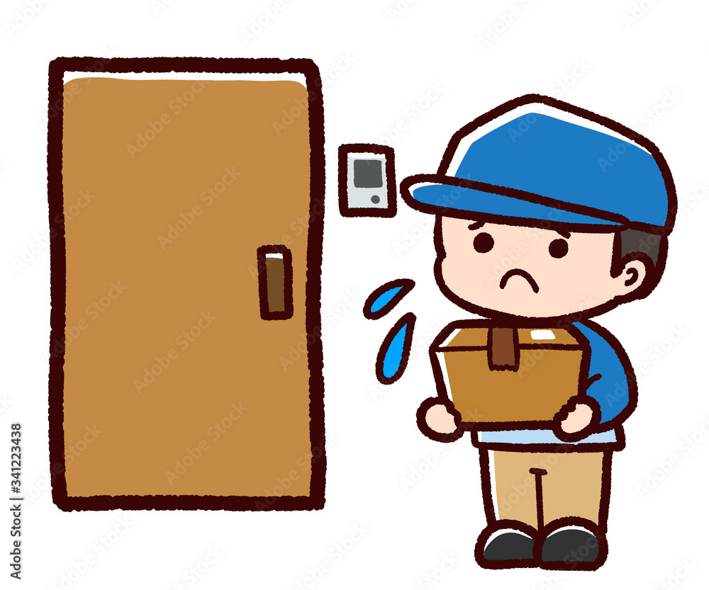 配達員 男性 ドア 玄関 不在 Stock イラスト Adobe Stock