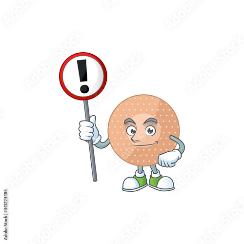 A picture of rounded bandage cartoon character concept holding a sign