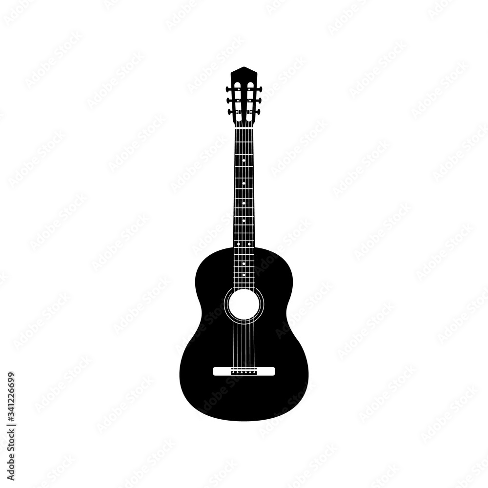 Obraz premium Acoustic guitar icon. Musical string instrument. Vector illustration