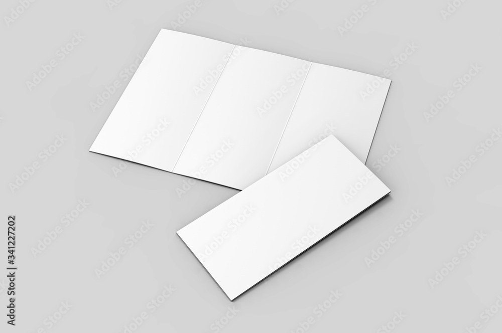 Blank tri fold brochure template for mock up and presentation design. 3d render illustration. Blank tri fold brochure template for mock up and presentation design. 3d render illustration.