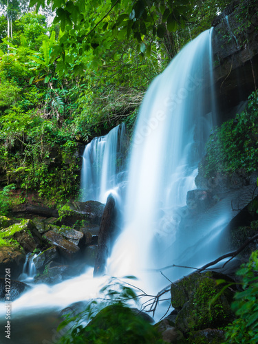 Beauty in nature, Huay Mae Khamin waterfall in tropical forest of national park, Kanchanaburi, Thailand	
 photo