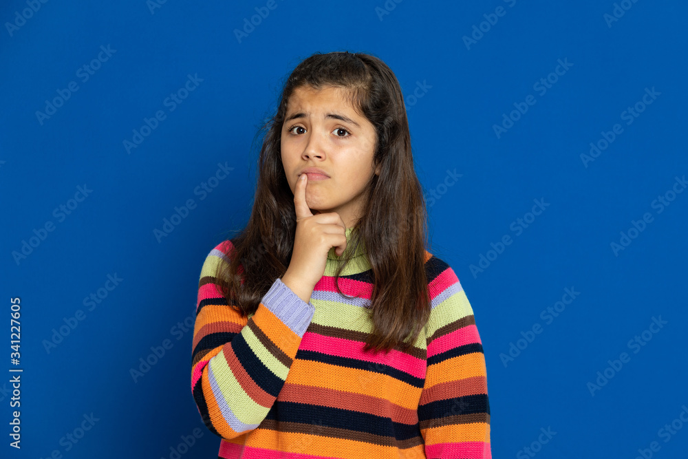 Preteen girl with striped jersey Preteen girl with striped jersey