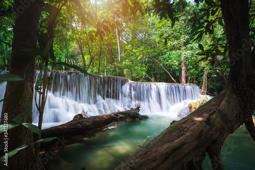 Beauty in nature, Huay Mae Khamin waterfall in tropical forest of national park, Kanchanaburi, Thailand	
 photo