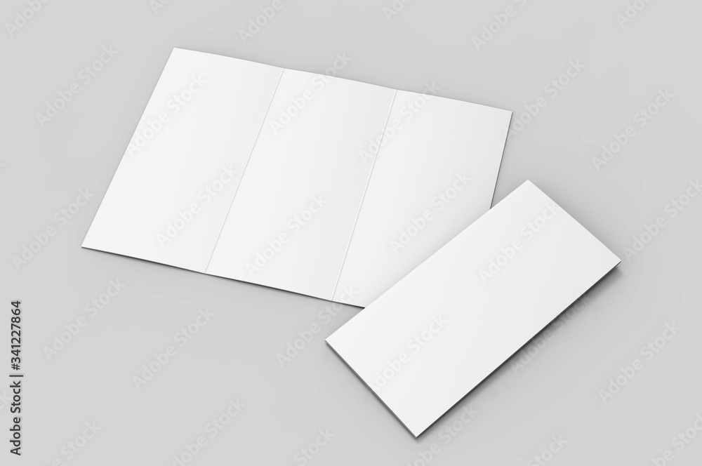 Blank tri fold brochure template for mock up and presentation design. 3d render illustration. Blank tri fold brochure template for mock up and presentation design. 3d render illustration.