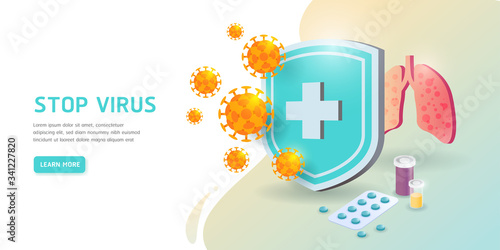 Protect from virus. fight the virus. defend from virus. avoiding corona viruses. cure corona virus - Vector illustration