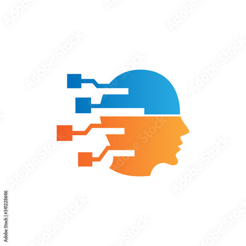 Free Download head human smart technology logo vector, Brain human Artificial logo type, icon vector, smart tech logo vector - GFXLoad