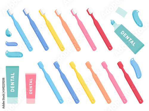 歯ブラシと歯磨き粉のセットイラスト