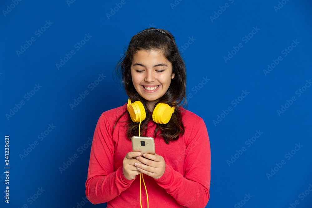 Adorable preteen girl with red jersey Adorable preteen girl with red jersey