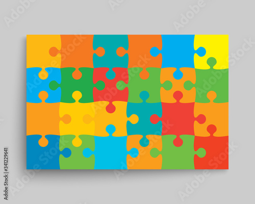 Vector background color piece puzzle frame jigsaw