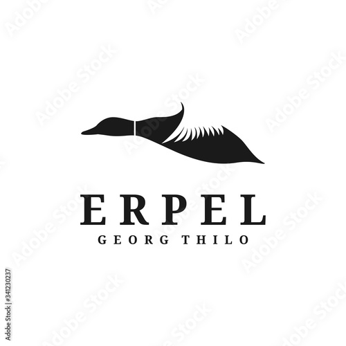 Flying Duck Silhouette Logo Inspiration