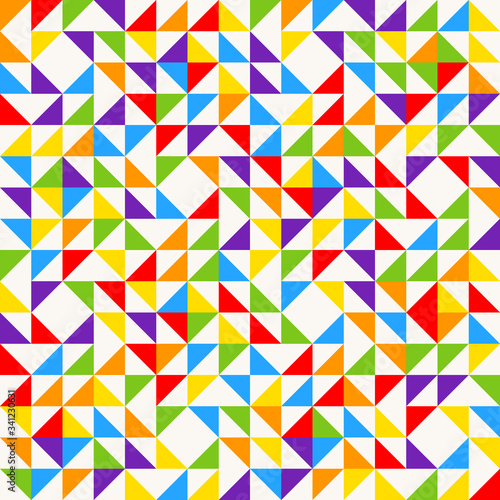 Rainbow mosaic tiles, abstract geometric background, seamless vector pattern.