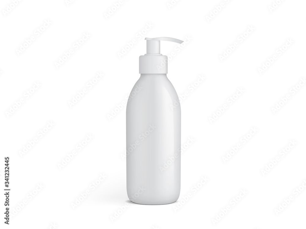 white plastic bottle with pump vector mock up template white plastic bottle with pump vector mock up template
