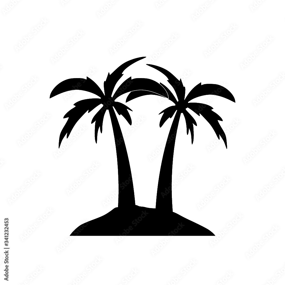 Palm on island icon isolated on white background