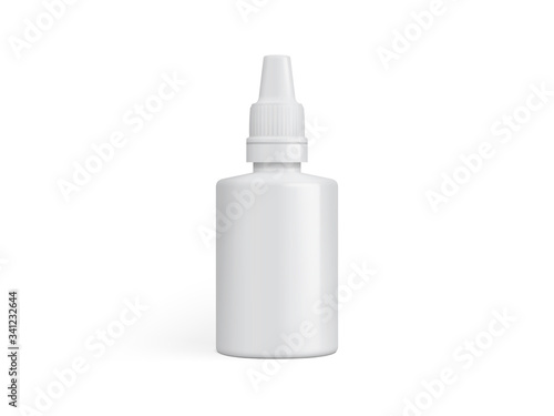 white plastic packaging for medicinal drops or glue isolated on a white background mock up template