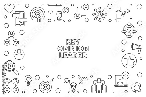 Key Opinion Leader linear horizontal frame - vector KOL concept outline illustration