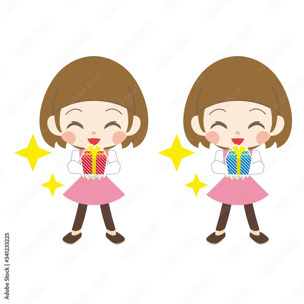 プレゼントの箱を持った女の子 プレゼントの箱を持った女の子