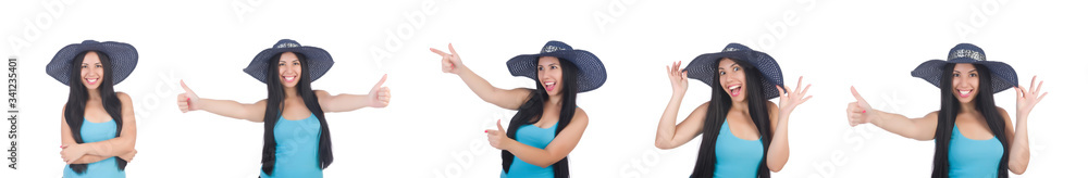 Woman wearing panama ready for summer vacation Woman wearing panama ready for summer vacation