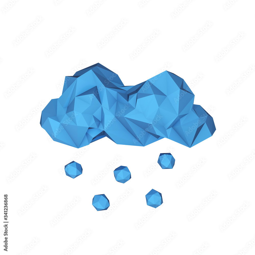 Naklejka premium Icon clouds and hail on a white background, cloudy weather, 3d illustration.