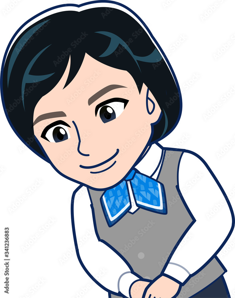 会社の制服を着た女性 会社の制服を着た女性