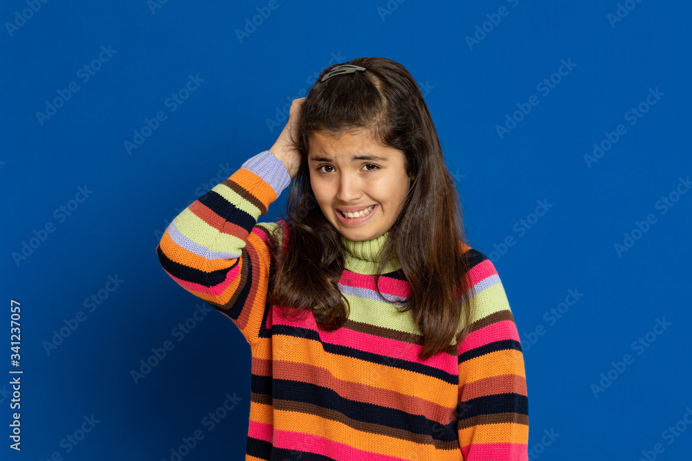 Preteen girl with striped jersey Preteen girl with striped jersey