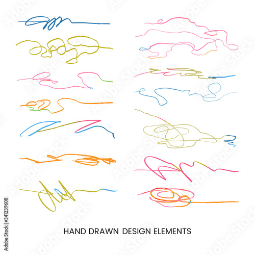 Vector colorful modern set with hand drawn doodle abstract round llustrations. Can be used as elemets for design greeting cards, poster, card, packaging paper design