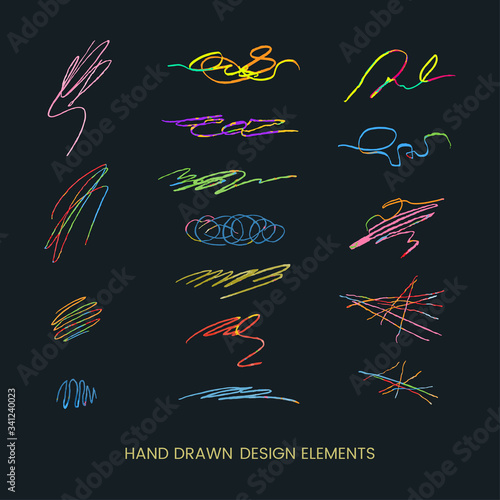 Vector colorful modern set with hand drawn doodle abstract round llustrations. Can be used as elemets for design greeting cards, poster, card, packaging paper design