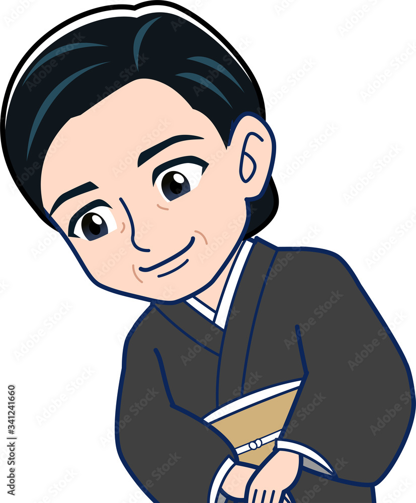 黒い和服を着た女性