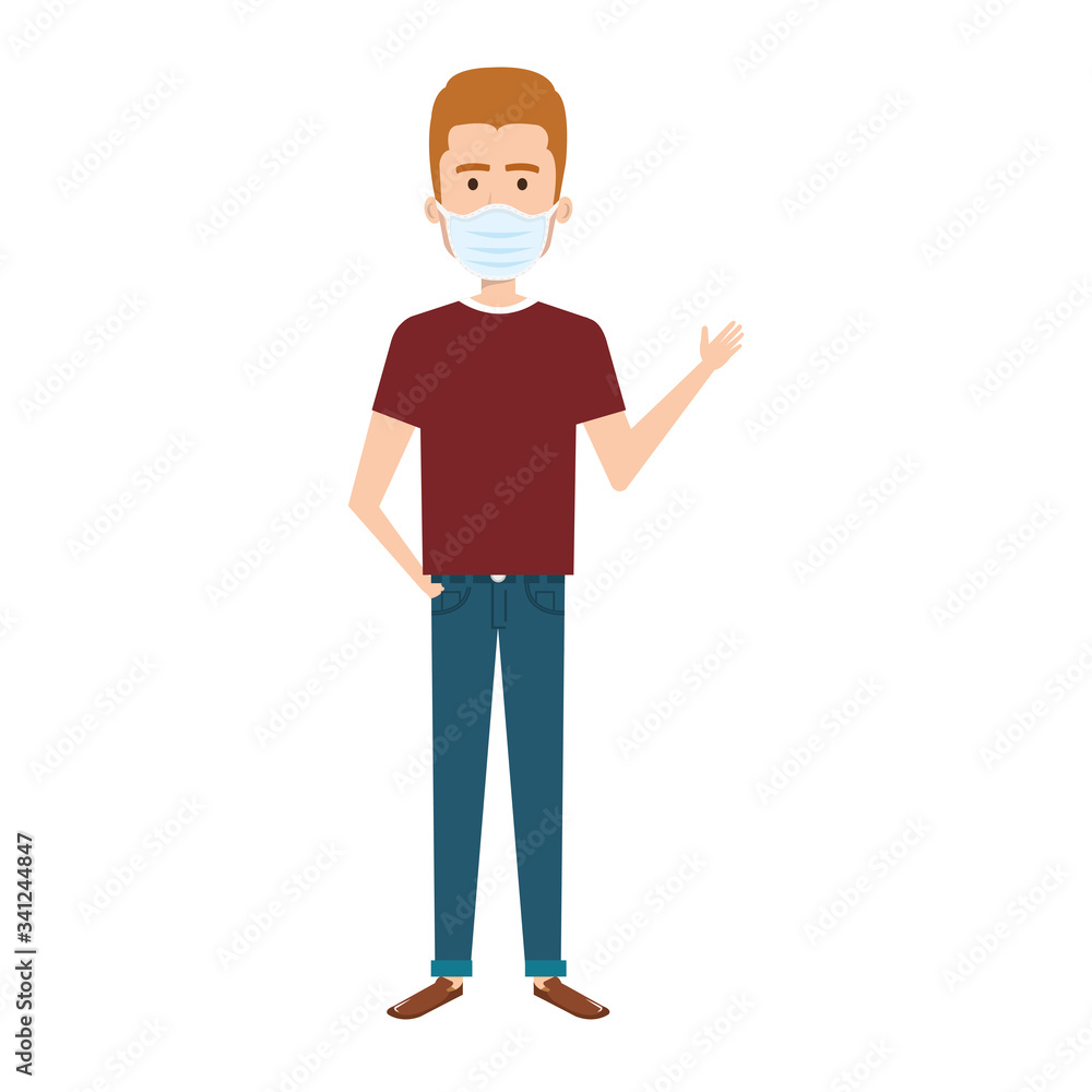 young man with face mask isolated icon vector illustration design young man with face mask isolated icon vector illustration design