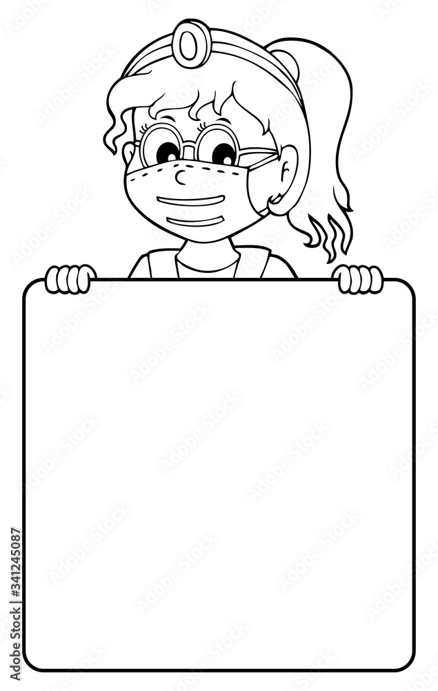 Doctor holding blank panel monochrome image 2 Doctor holding blank panel monochrome image 2