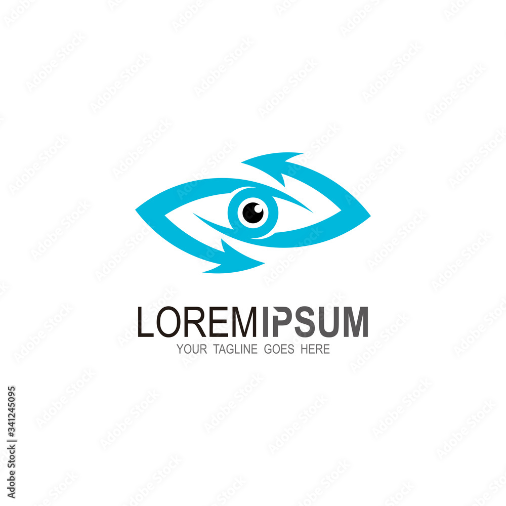 Eye logo with arrow design illustration Eye logo with arrow design illustration