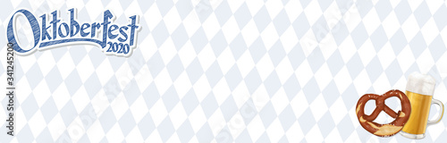 Oktoberfest background 2020 with pretzel and beer