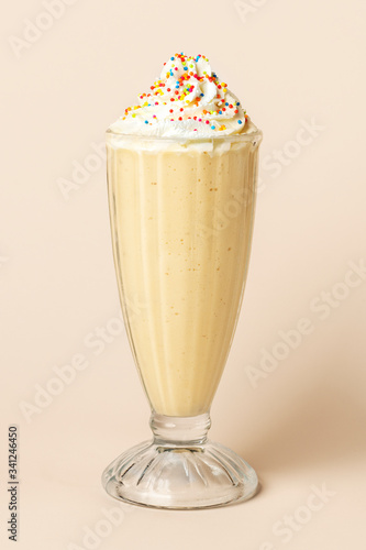 Fotografija Vanilla milkshake with whipped cream