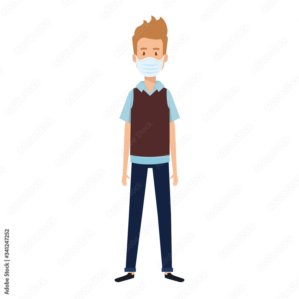 young man with face mask isolated icon vector illustration design young man with face mask isolated icon vector illustration design
