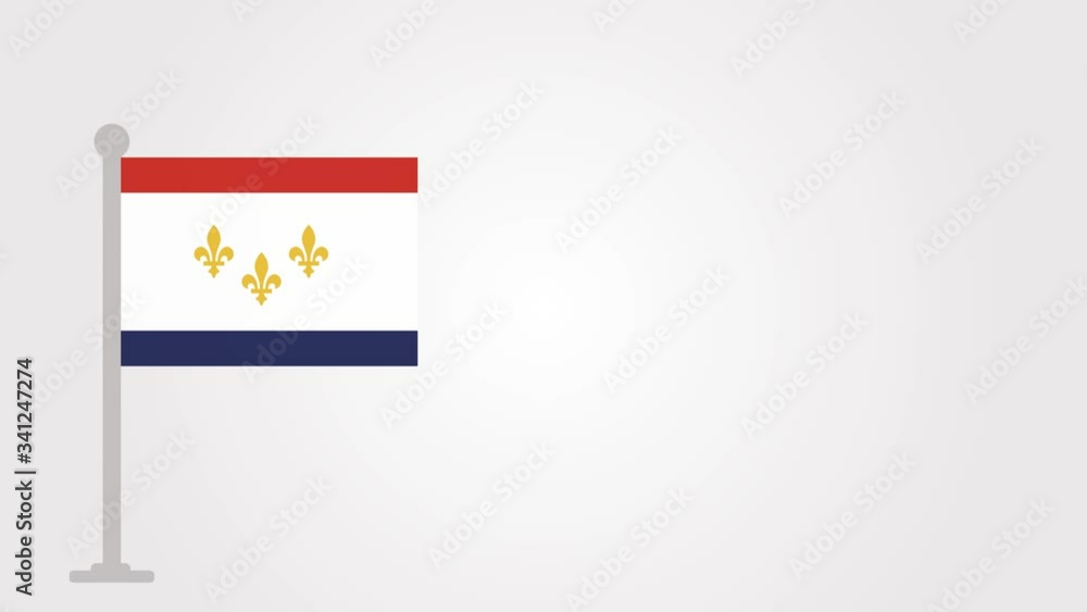 New Orleans Louisiana short flag animation on tiny flagpole. New Orleans Louisiana short flag animation on tiny flagpole.
