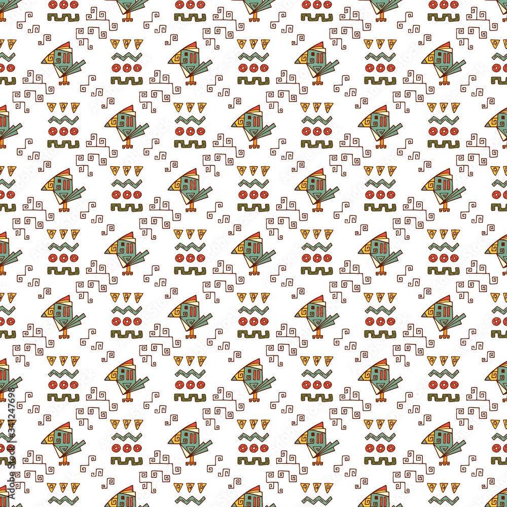 Toucan bird. Mexican abstract patterns with bird. Mexico Vector Seamless pattern. Mexican items - Hand drawn doodle Mexican patterns. Mexican wall pattern with birds and abstract figures
Toucan bird. Mexican abstract patterns with bird. Mexico Vector Seamless pattern. Mexican items - Hand drawn doodle Mexican patterns. Mexican wall pattern with birds and abstract figures
