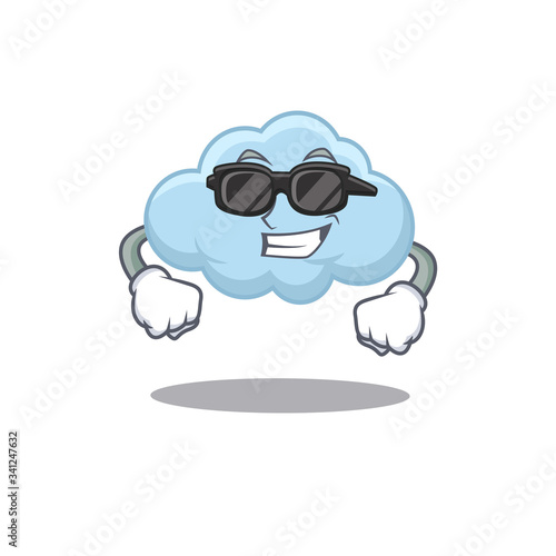 Cool blue cloud cartoon character wearing expensive black glasses © kongvector