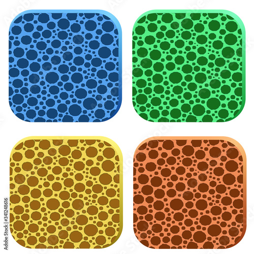 Set Icons of porous material. Foam surface. Technical illustration Demonstration of material structure. Vector Illustration isolated on white background
