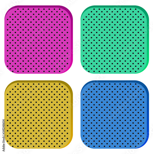 Set of Icon of perforated material. Technical Demonstration of material with porous structure. Vector Illustration isolated on white background
