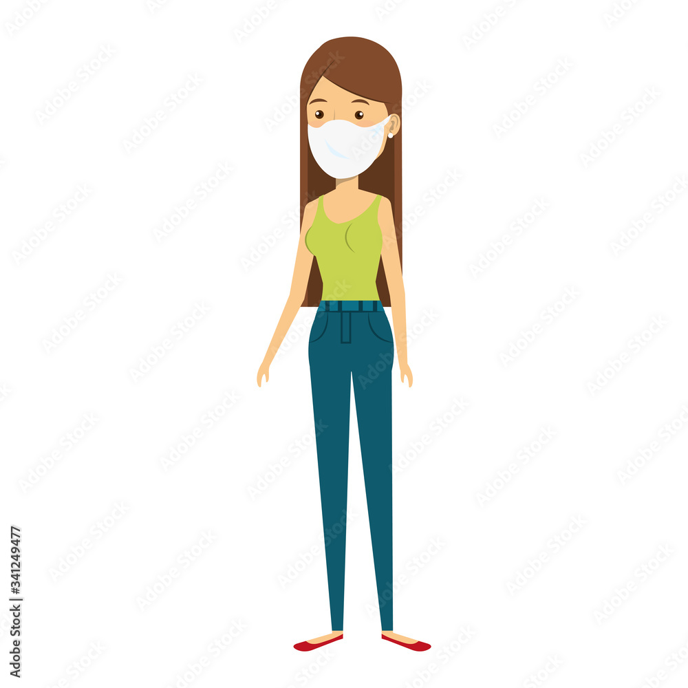 young woman with face mask isolated icon vector illustration design young woman with face mask isolated icon vector illustration design