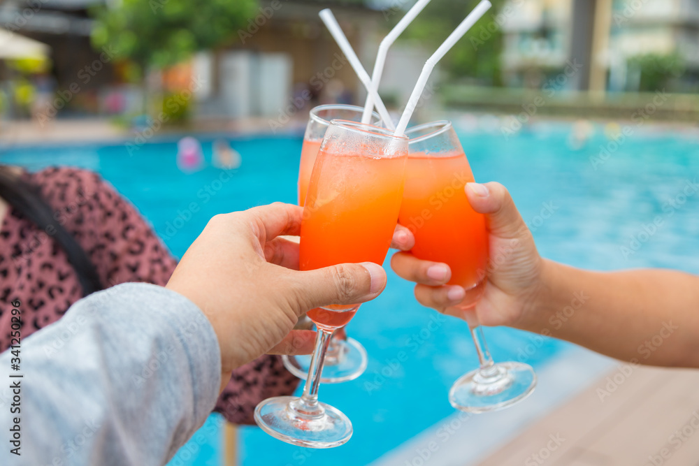 Fototapeta premium Cocktail party at the pool for celebration meeting