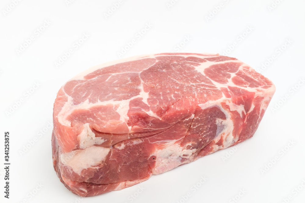 Thick pork on white background