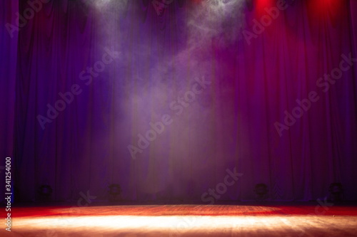 Quadro su tela Theatrical velvet curtain. Texture background for design.