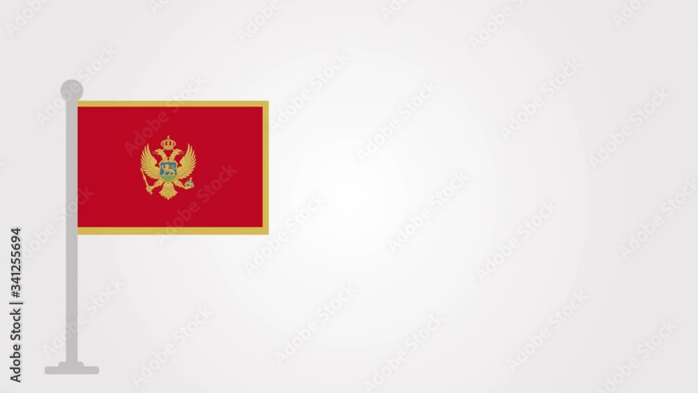 Montenegro short flag animation on tiny flagpole. Montenegro short flag animation on tiny flagpole.